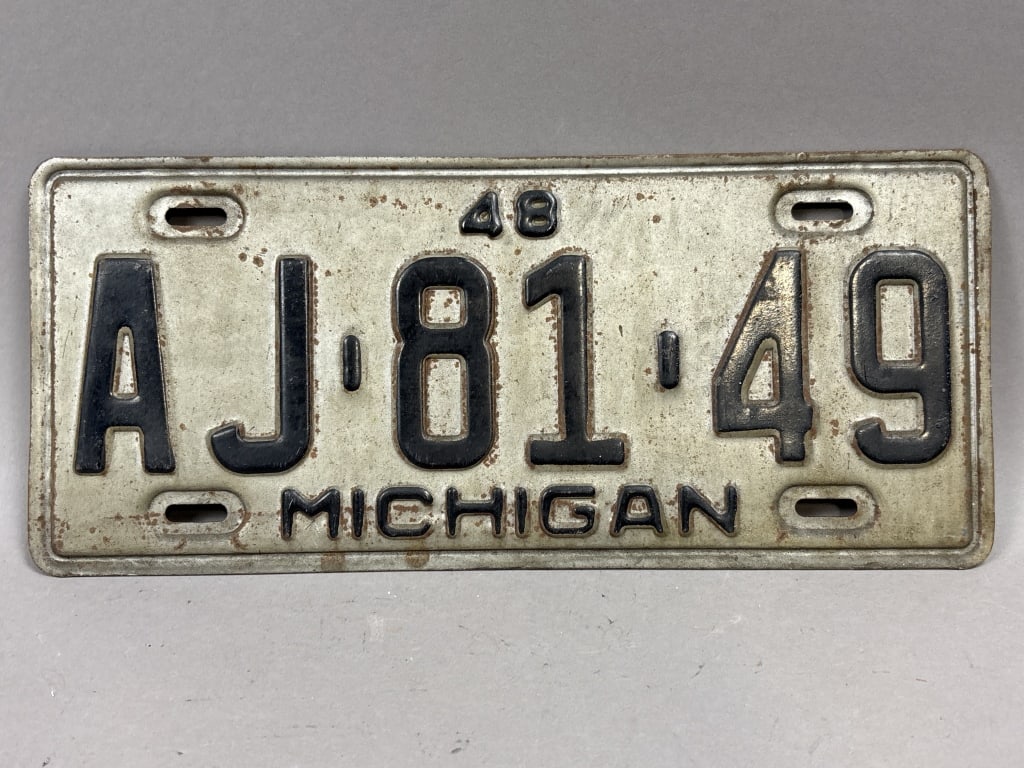 1948 Michigan AJ-81-49 Vintage License Plate: See all photos as a better idea of condition.