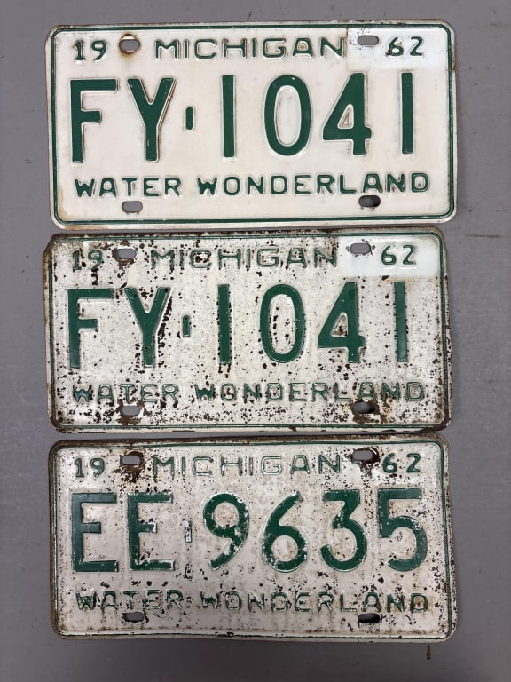 Lot of 3 Michigan Water Wonderland Licenses Plates: See all photos as a better idea of condition.