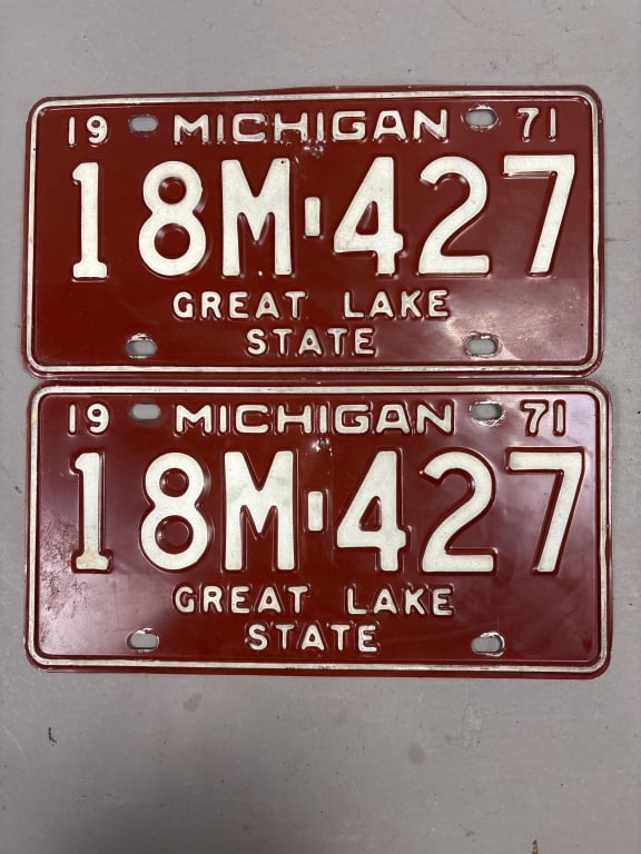 Pair 1971 Michigan Great Lake State License Plate: See all photos as a better idea of condition.