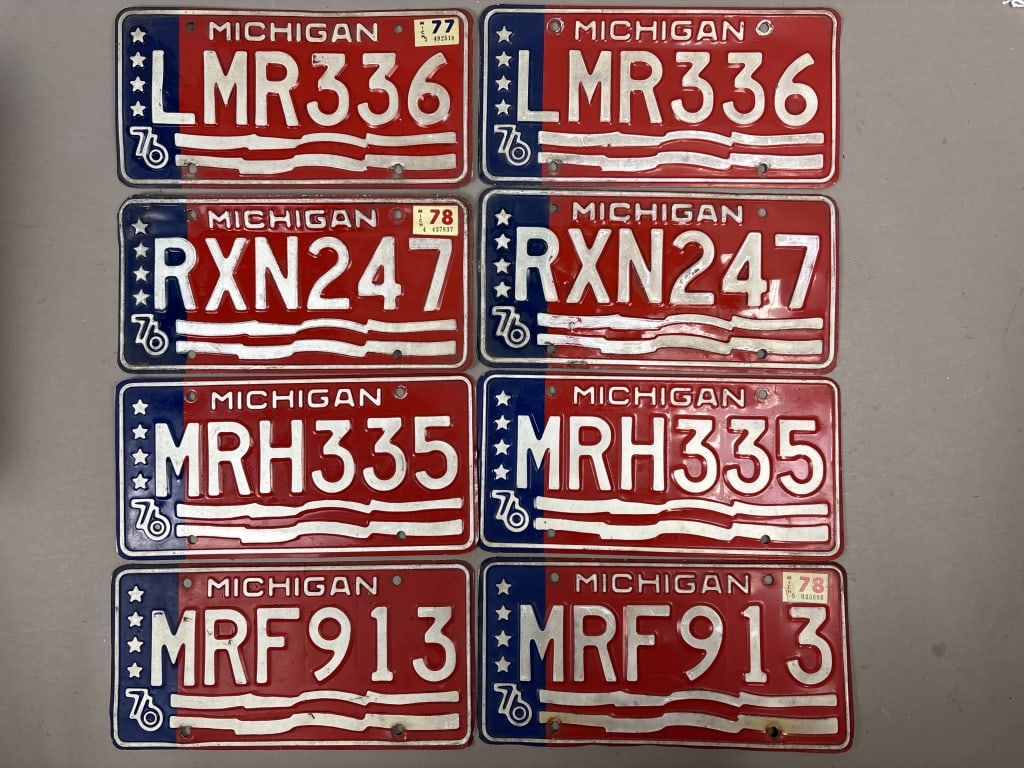 4 Pairs 1976 Michigan License Plates: See all photos as a better idea of condition.