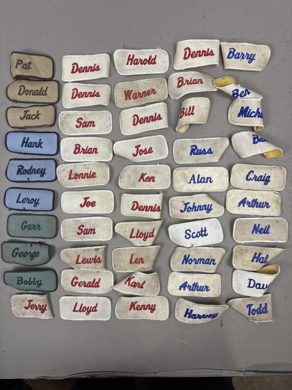 Lot of 50 Assorted Embroidered Name Patches: See all photos as a better idea of condition.