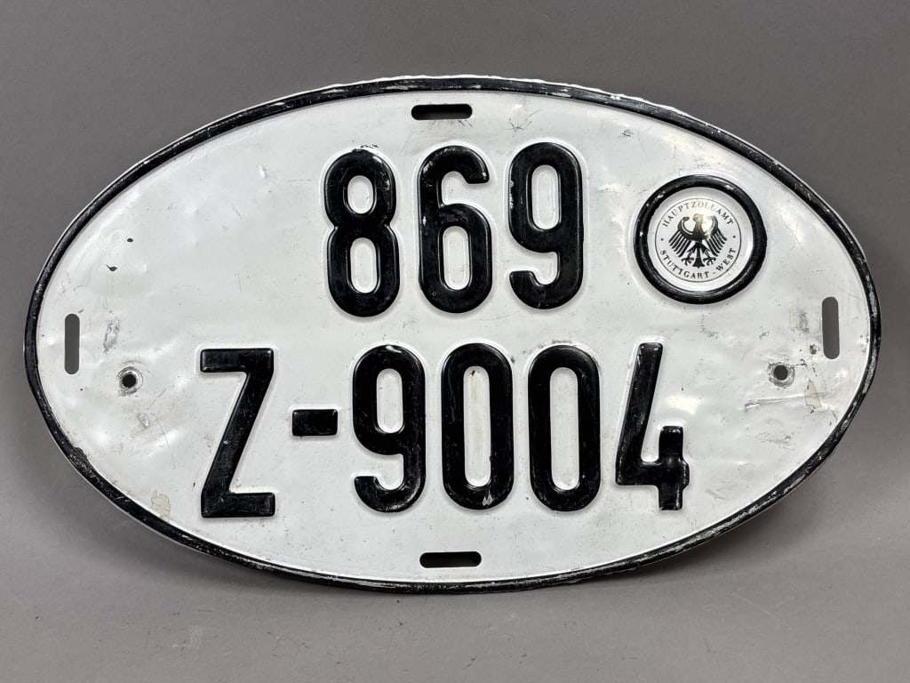 German Hauptzollamt Stuttgart West License Plate: See all photos as a better idea of condition.