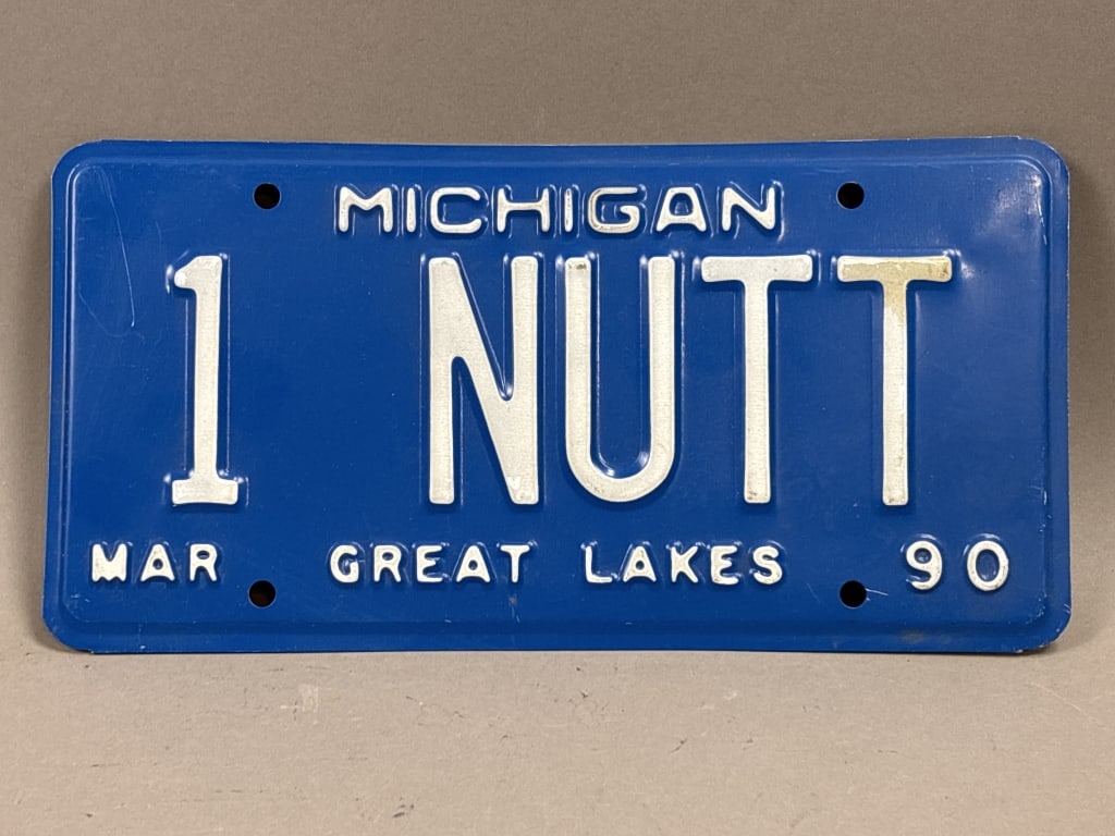 1990 Michigan 1 Nutt Personalized License Plate: See all photos as a better idea of condition.
