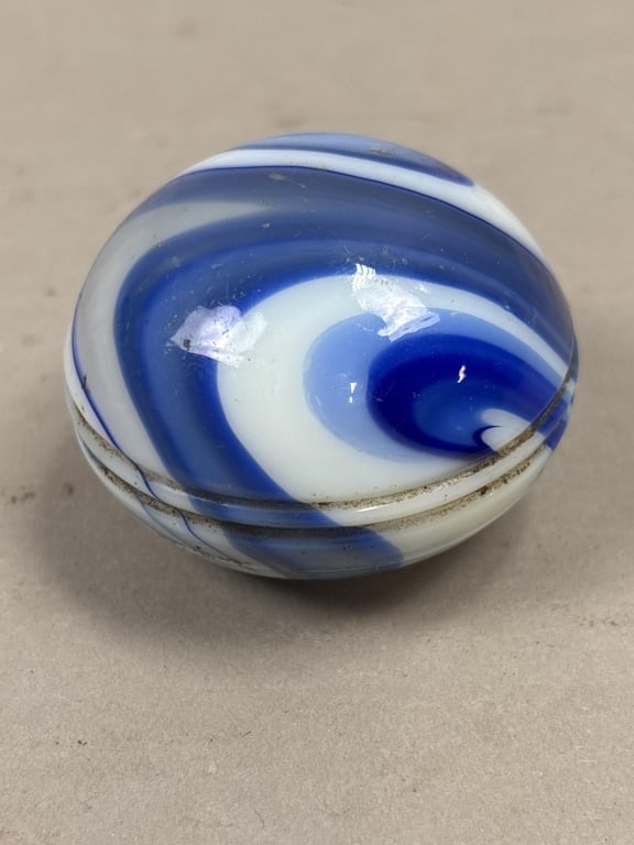 1930s Blue & White Swirl Marble Shift Knob: See all photos as a better idea of condition.