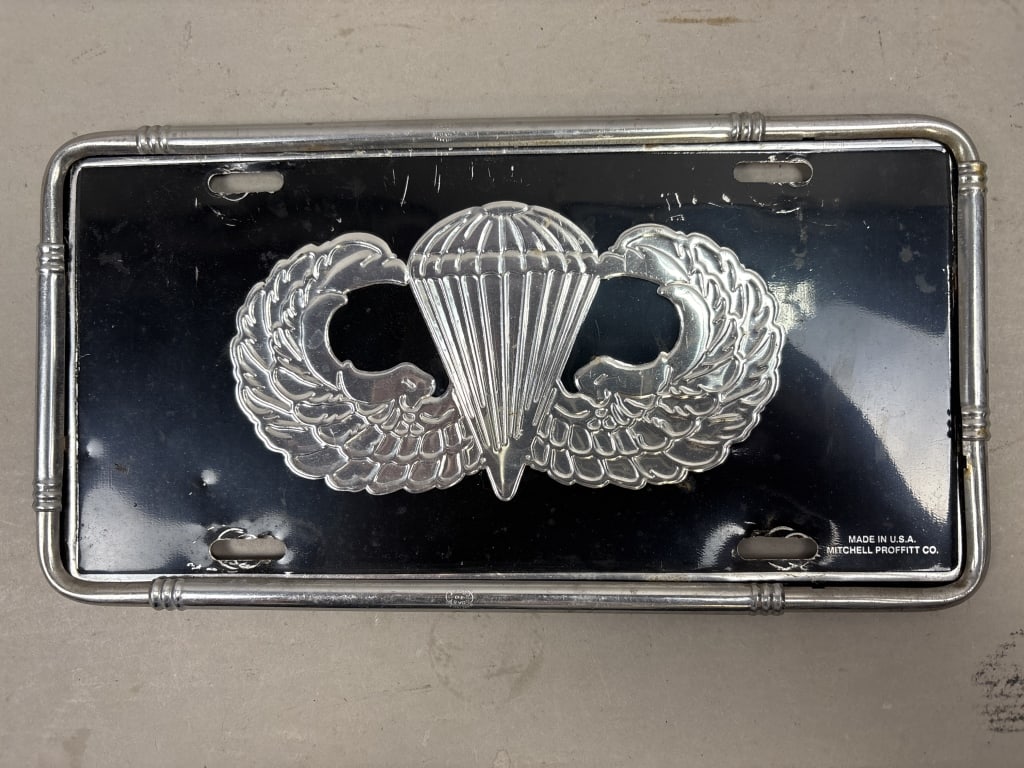 US Army Paratrooper Jump Wings License Plate: See all photos as a better idea of condition.