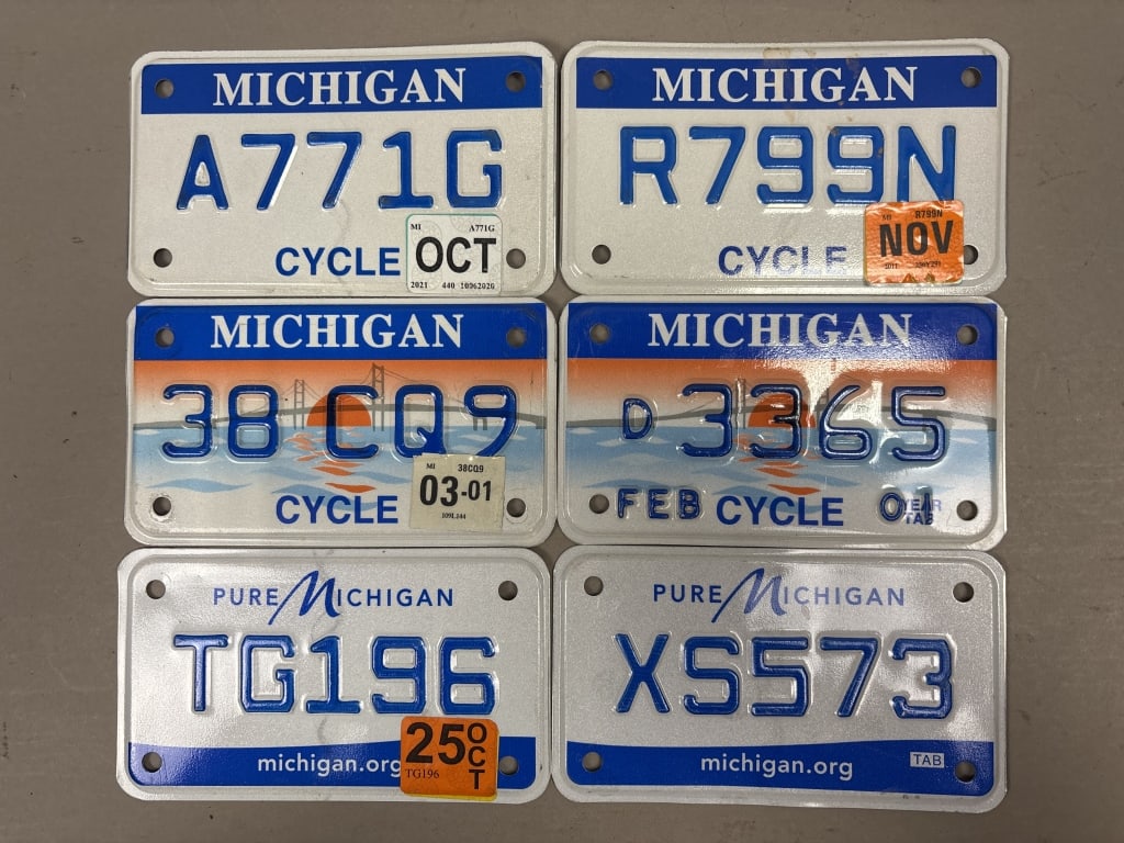 Lot of 6 Variety of Michigan Motorcycle Plates (1 of 3)