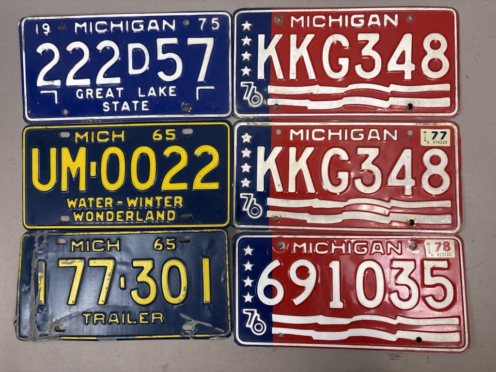 Lot of 6 1960s 70s Michigan Trailer License Plates: See all photos as a better idea of condition.