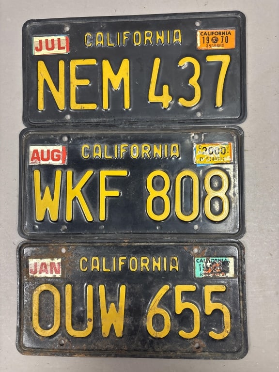 Lot 3 1963 Original California License Plates: See all photos as a better idea of condition.