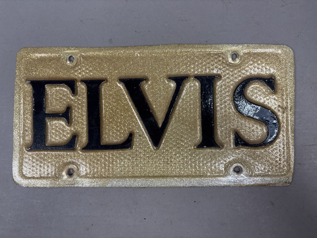 1970 Elvis Plastic Embossed License Plate: See all photos as a better idea of condition.