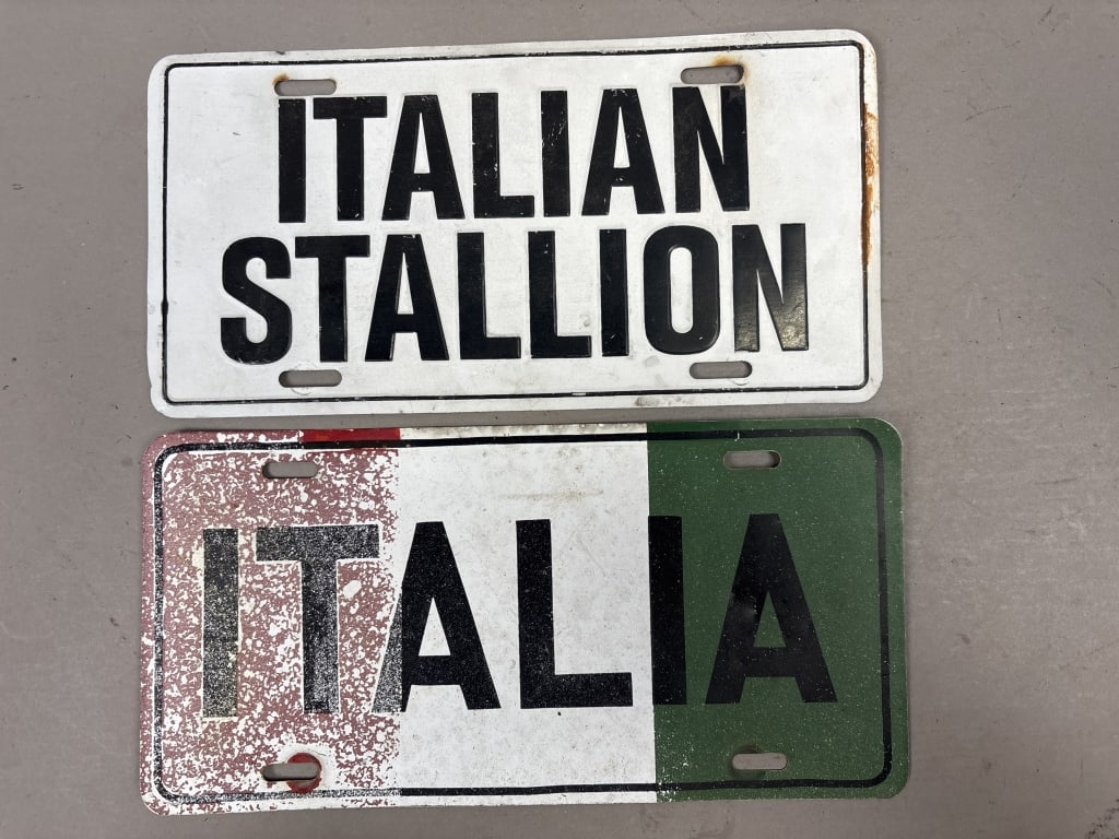 Pair Italian Stallion & Italia Personalized Plates: See all photos as a better idea of condition.