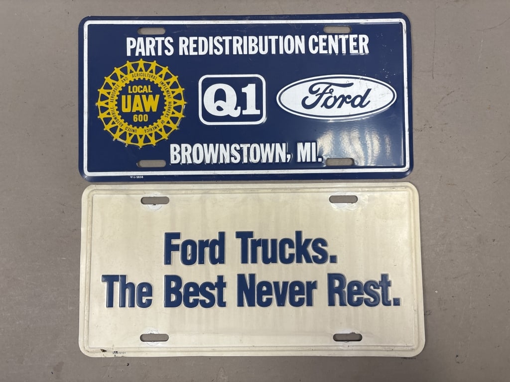 Pair of Ford Motor Co Local UAW 600 License Plates: See all photos as a better idea of condition.