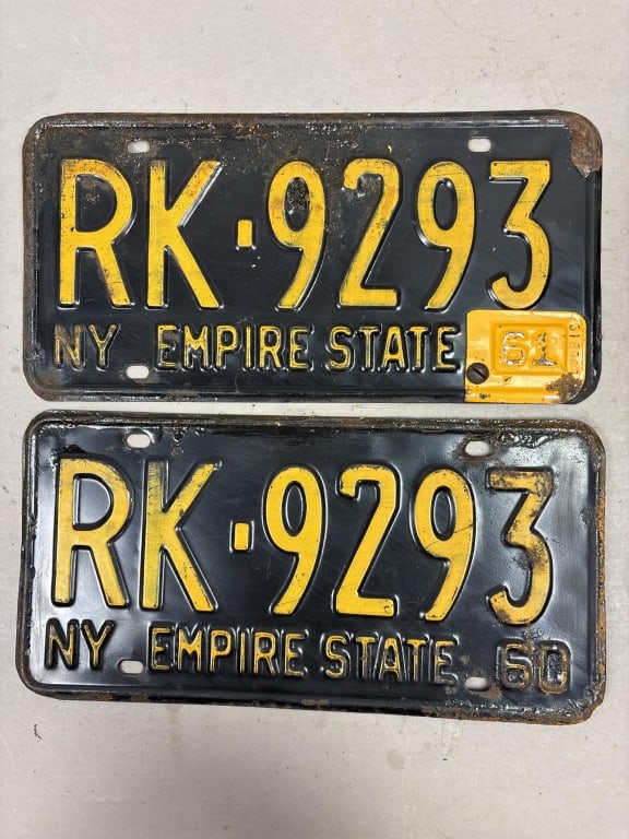 New York 1960 Empire State RK-9293 License Plate: See all photos as a better idea of condition.