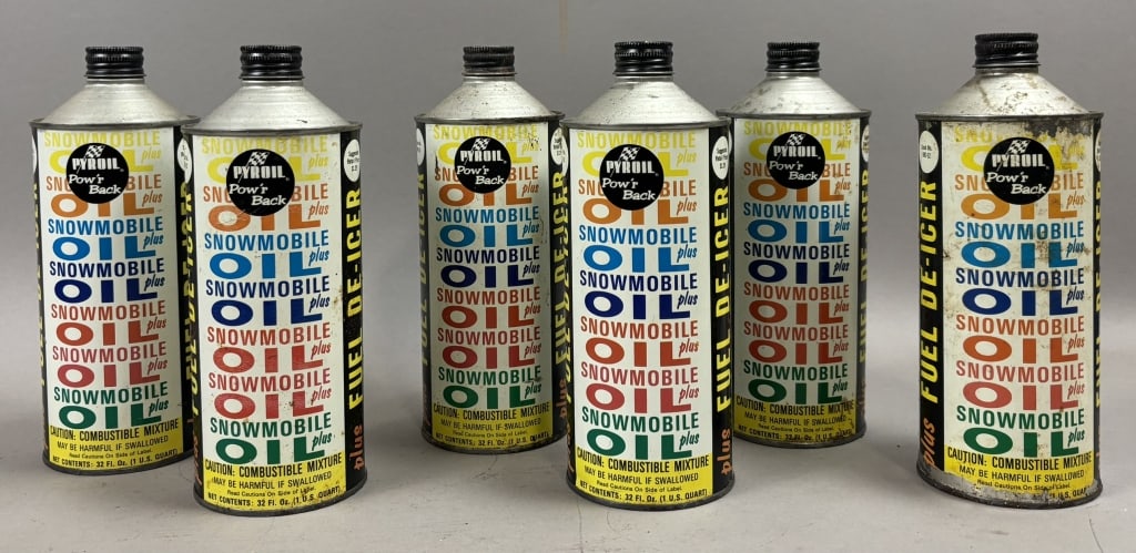 Lot 6 PYROIL 1 Quart Snowmobile Cone Top Oil Can (1 of 20)