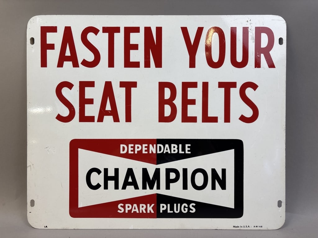 Champion Spark PlugsFasten Your Seat Belts Sign: 14 1/2" x 17 1/2"