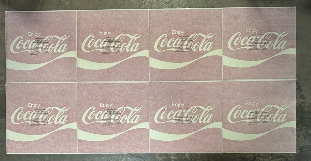 Lot 8 Coca Cola Original 18"x18" Coke Stickers: See all photos.