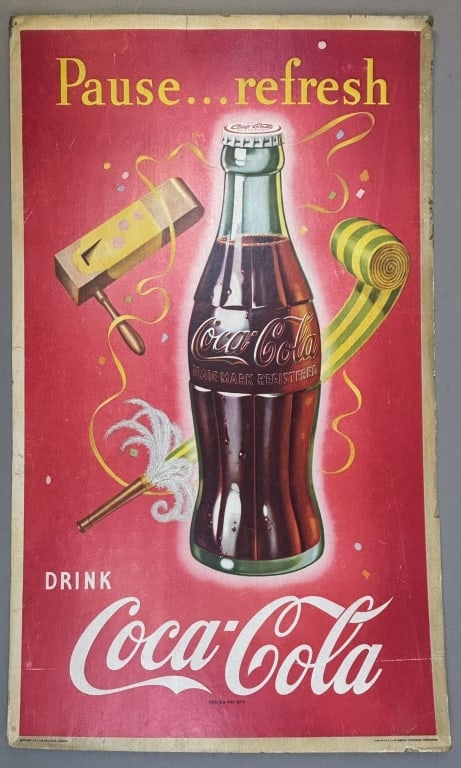 Pause Refresh Drink Coca Cola '49 Cardboard Poster (1 of 11)