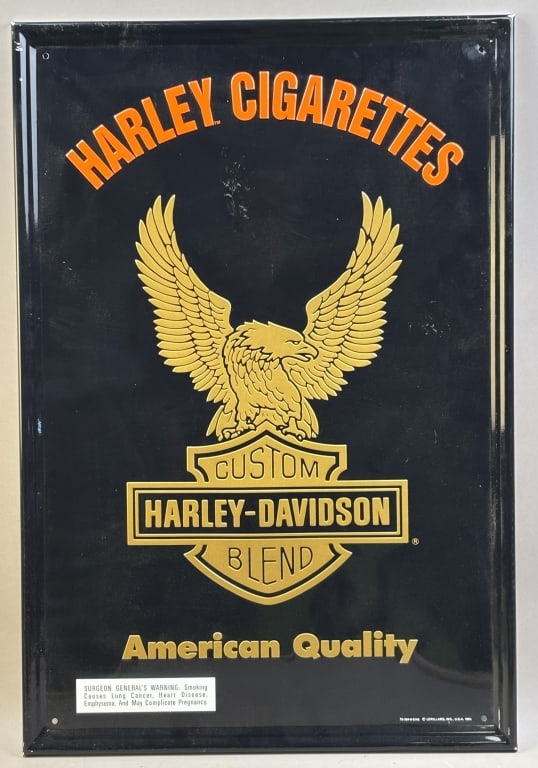 Harley Davidson Cigarettes SST Embossed Sign NOS: See all photos and all other items listed. Measures 25.5" x 17.5"