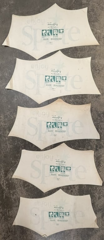 Lot 5 SPRITE 60s Presto Cal "U" Soda Pop Decals EX: Great original decals. Measuring 36" x 18"