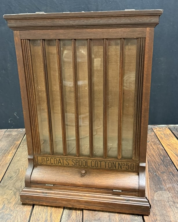 J&P Coats Spool Cotton Store Display Cabinet: 21" x 16" x 23" tall