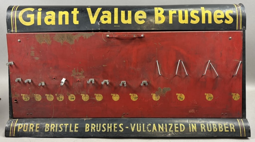Giant Value Brushes 40s Countertop Store Display: 33" wide x 13" deep x 17" tall