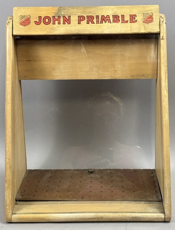John Primble 40s Wood Glass Store Display Cabinet: 14" x 9" x 17" tall