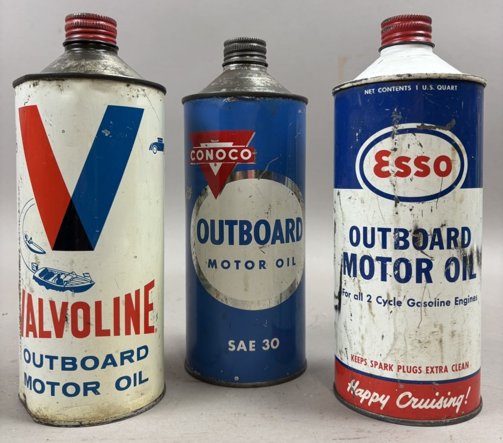 Lot 3 Cone Top Outboard Motor Oil Cans Esso Conoco (1 of 20)