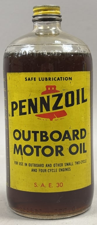 Pennzoil Glass 40s Outboard Motor Oil Quart FULL: See all photos