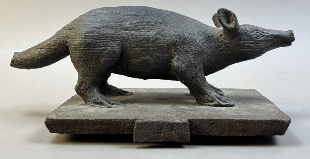 Antique Victorian Cast Iron Original Gutter Rat: Incredible and unique original cast iron gutter rat. These were built into the roof tops of fancy and wonerful victorian era gothic homes to scare off critters & birds. 12" in length