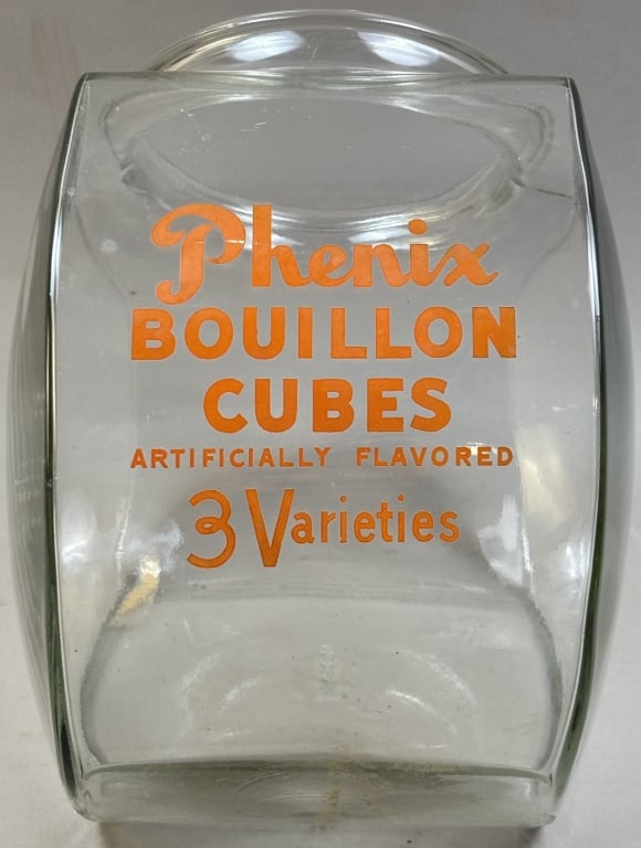 Antique Phenix Bouillon Cubes Glass Display Jar: See all photos
