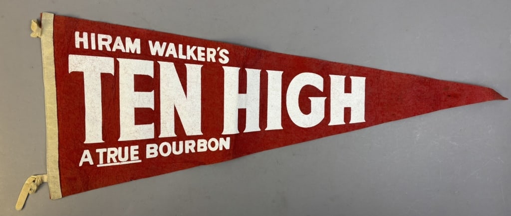Hiram Walker Ten High A True Bourbon Felt Pennant: See all photos