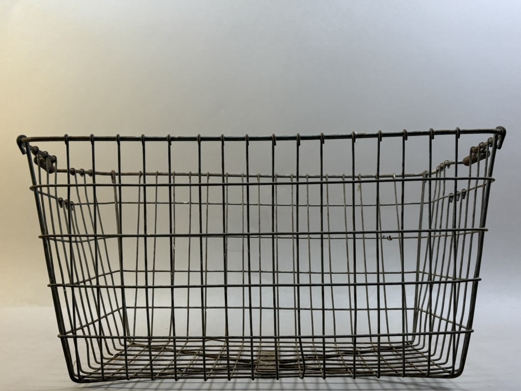 Antique American Pair General Store Wire Baskets - 10