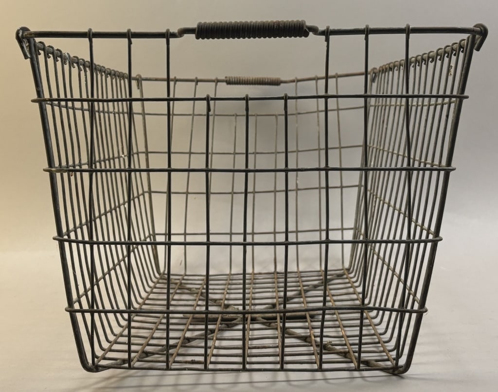 Antique American Pair General Store Wire Baskets - 11