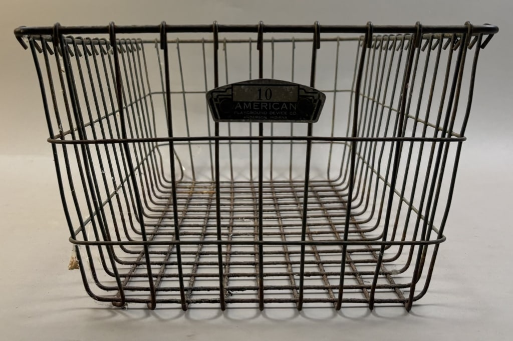 Antique American Pair General Store Wire Baskets - 2