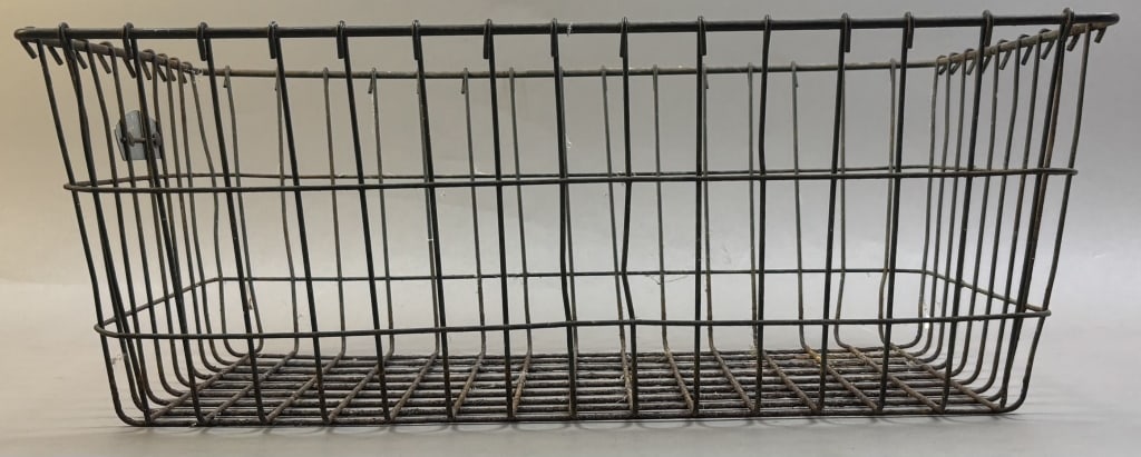 Antique American Pair General Store Wire Baskets - 4