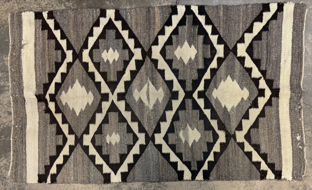 Antique Early Navajo Native American Blanket Rug: 55" x 33" - see all photos and all other blankets listed.