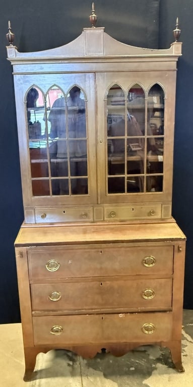 Antique Federal Stepback Flip Top Desk Cabinet (1 of 17)