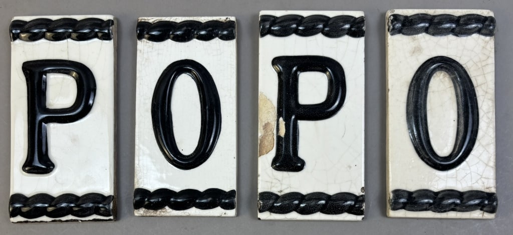 Antique 20s 6"x3" POOP Black & White Bathroom Sign (1 of 12)