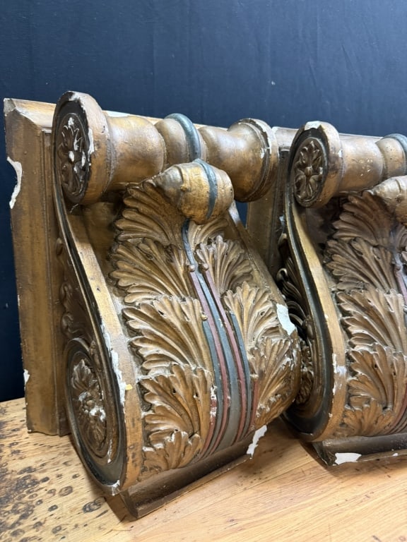 Antique Pair Original Victorian Plaster Corbels - 5