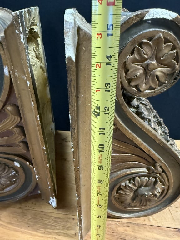 Antique Pair Original Victorian Plaster Corbels - 9