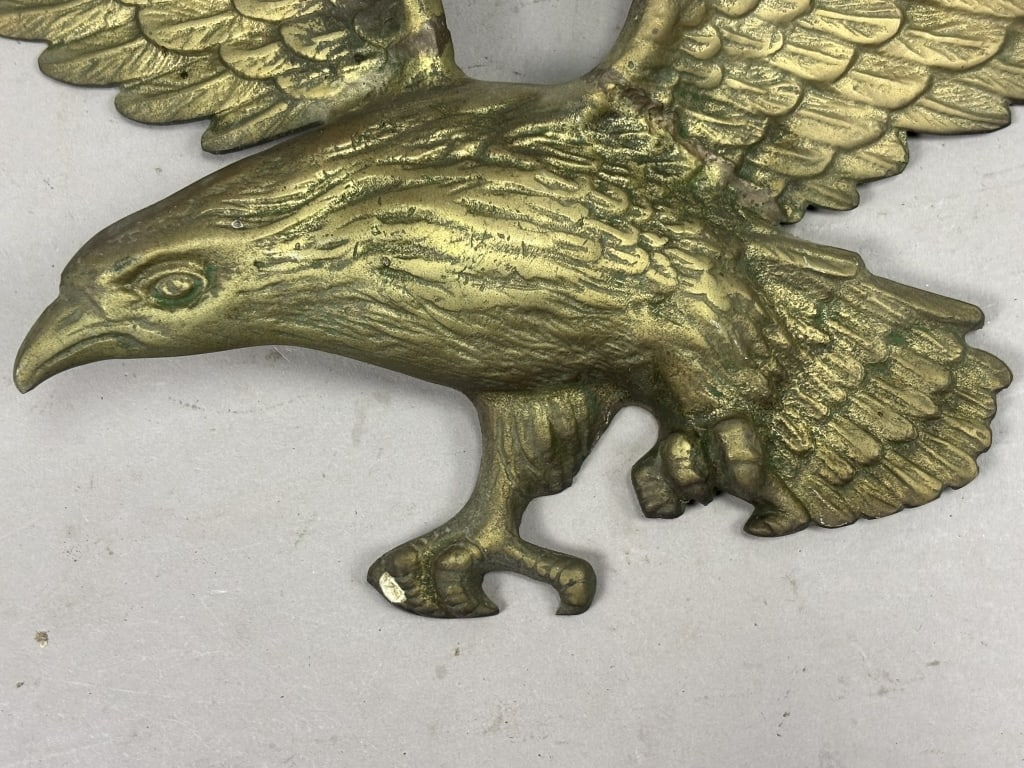 Antique Solid Brass Original 18" Eagle Plaque - 3