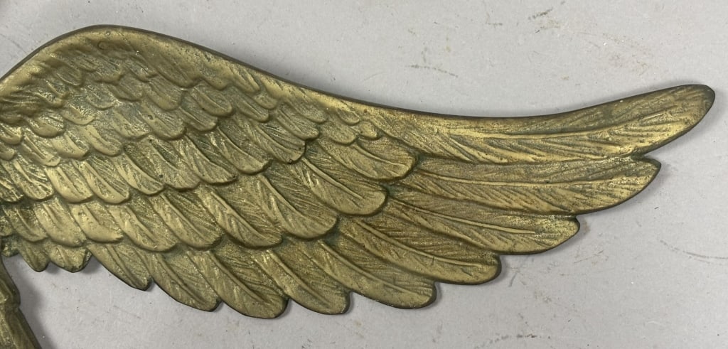 Antique Solid Brass Original 18" Eagle Plaque - 4