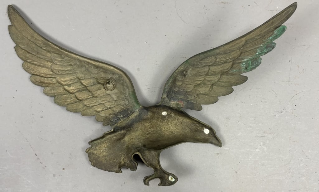Antique Solid Brass Original 18" Eagle Plaque - 6