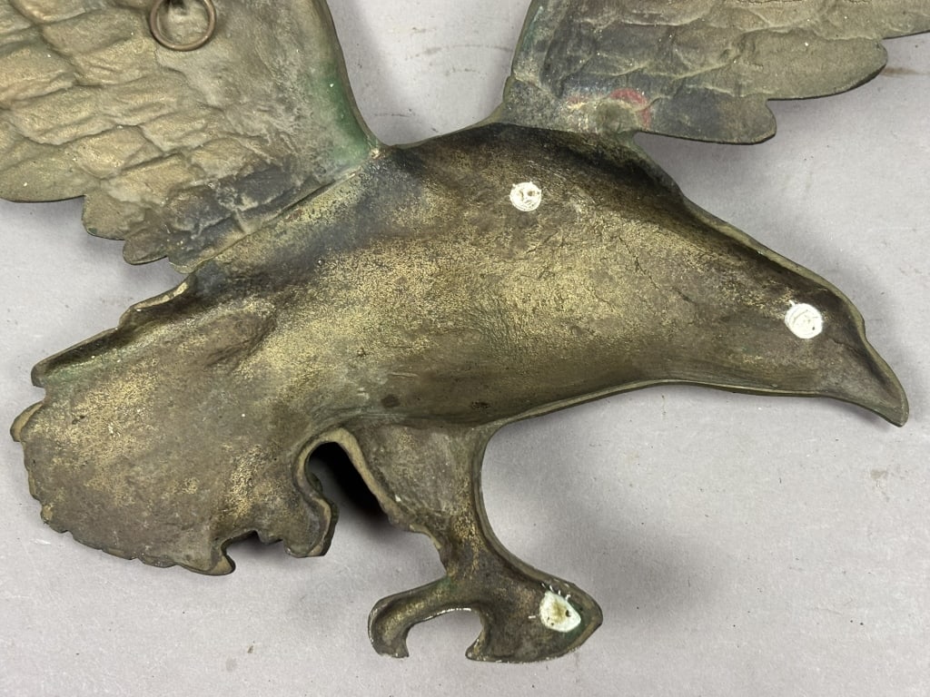 Antique Solid Brass Original 18" Eagle Plaque - 7