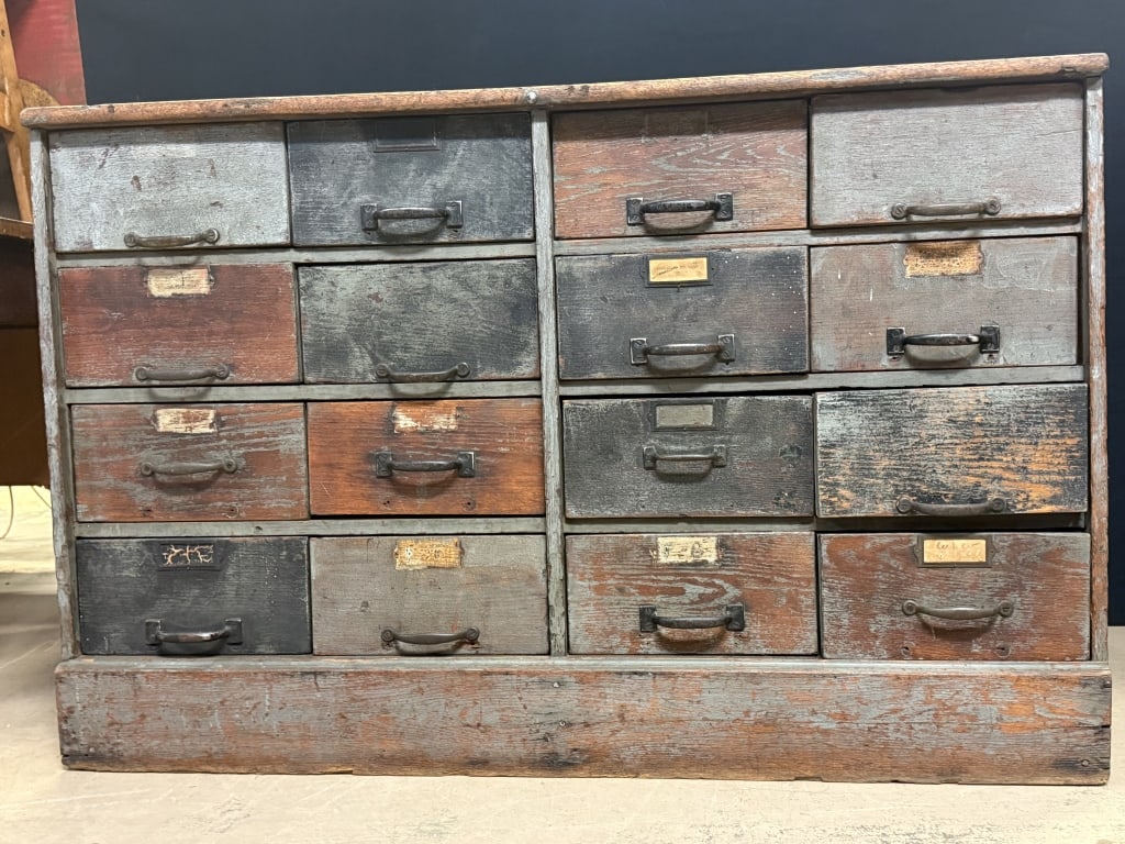 16 Drawer Galvanized Heller Hardware Cabinet - 13