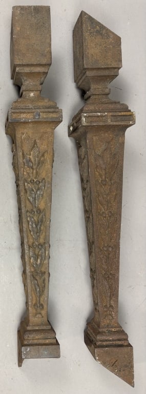 Antique Cast Iron Ornate Floral Porch Post Pillars: 26" tall x 3"