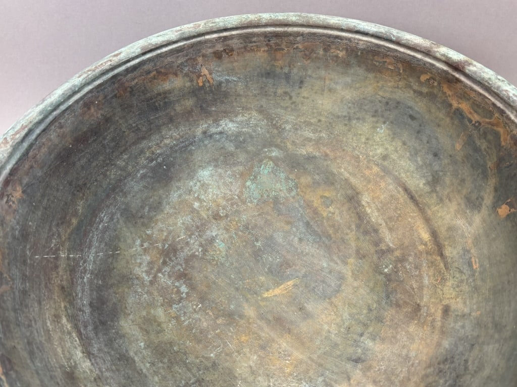 Antique 22" Solid Copper 19th Century Bowl - 10