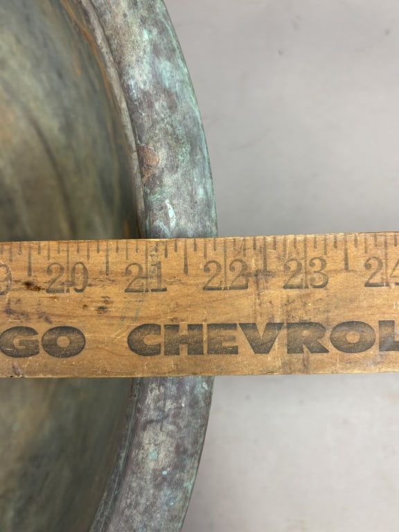 Antique 22" Solid Copper 19th Century Bowl - 11