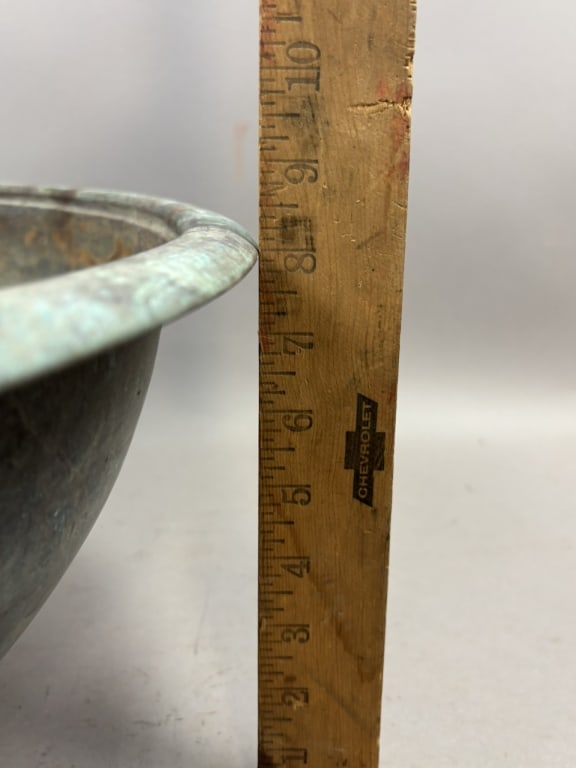 Antique 22" Solid Copper 19th Century Bowl - 12