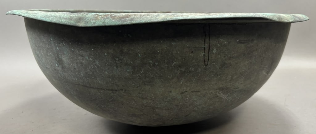 Antique 22" Solid Copper 19th Century Bowl - 2
