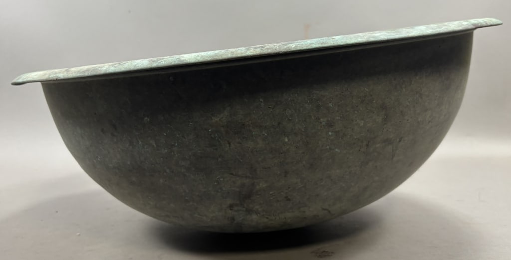 Antique 22" Solid Copper 19th Century Bowl - 3